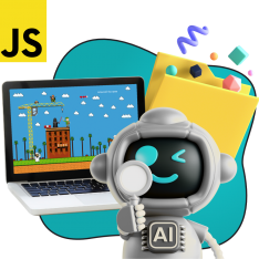 Язык программирования JavaScript + AI. Проектное обучение + геймификация + AI-помощники - КИБЕРшкола программирования для детей, компьютерные курсы для школьников, начинающих и подростков - KIBERone г. Полевской